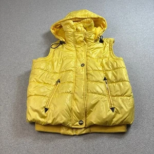 Vintage Apple Bottom Vest Woman 1X Yellow Quilted Puffer Streetwear Hip Hop Y2K - Picture 1 of 13