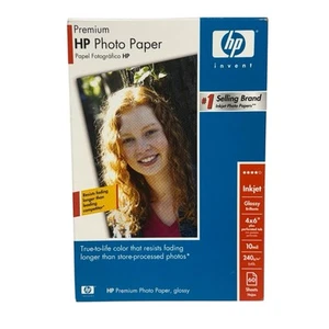 Papel fotográfico de inyección de tinta brillante HP Premium - 60 hojas 4 x 6" sellado nuevo - Imagen 1 de 2