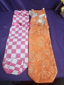 Wine Bag Gift Totes with Handles. 6 Total Pink And White And Orange Free Ship - Imagen 1 de 4