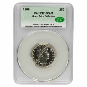 1909 Barber Quarter 25c, CACG PR 67 CAM CAC - Grand Teton Collection  - Picture 1 of 4