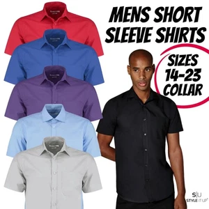 Mens Short Sleeve Shirt Oxford Easy Iron Classic Formal Workwear Smart Plus Size - Picture 1 of 37