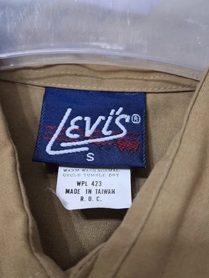 Camisa feminina vintage 1960s 70s Levi's verde aba botão para cima pequena grunge ocidental - Imagem 1 de 4