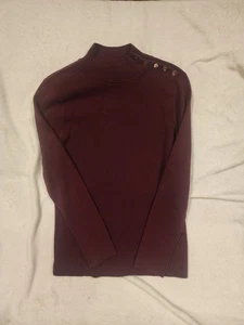 Chico's Ecovero Allure Side Button Mock Neck Sweater Size 1 M 8-10 - Picture 1 of 7