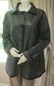 Worth New York Women's PU Coated Waterproof Polka Dots Jacket Coat Size XL - Picture 1 of 10
