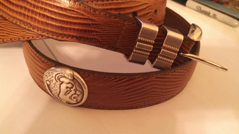 Men's Brown Leather Belt with Florida State University Conchos Size 28 R+ Cover