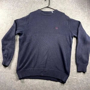 Chaps Mens Jumper Large Tall Blue Knit Long Sleeve Crew Neck Pullover Sweater - Picture 1 of 8