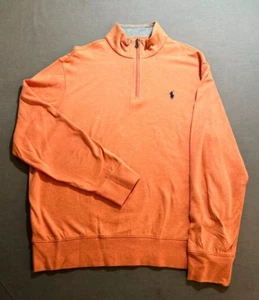 Polo Ralph Lauren Sweatshirt Adult Large Orange 1/4 Zip Long Sleeve Mens. - Picture 1 of 11