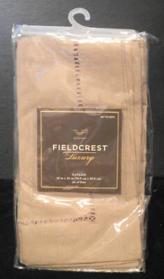 Vintage Set of 4 Fieldcrest Luxury Washable  Linen Dinner Napkins Tan 20 x 20 - Image 1 of 4