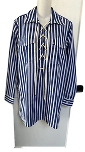 Neu mit Etikett Ralph Lauren maritim gestreift Schnürung Tunika Shirt Kleid Strand adrett Gr. M - Bild 1 von 5