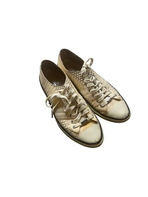 Donald J Pilner Leather Snake Skin Lace Up Sneakers - Image 1 of 4