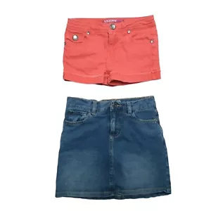 Vigoss Shorts Girls 6 Pink Childrens Place Skirt Skort Blue Stretch Lot of 2 - Picture 1 of 14