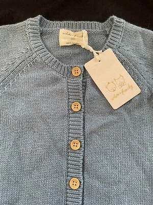 Wilson + Frenchy (Австралия) новый с Ярлыками синий Org хлопок/бамбук/шерсть вязаный комбинезон-0-3Mos - Изображение 1 из 4