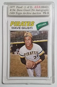 Dave Giusti 1977 Topps #154 Blank Back Proof No Facsimile Signature ASA PR 8 - Picture 1 of 2