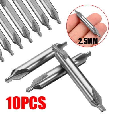 10Stk 2.5mm Zentrierbohrer 60° HSS Kombiniert Center Bohrer Senker Drill Bit XS