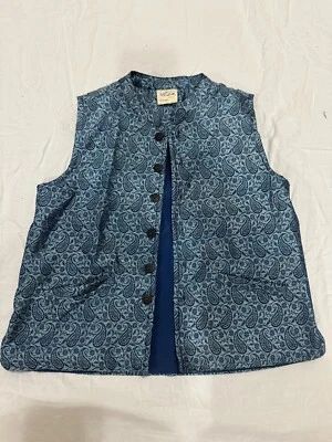 Utsa Kids Boys Blue Print Design Indian/Pakistani Vest  Size 9/10 - Image 1 of 4