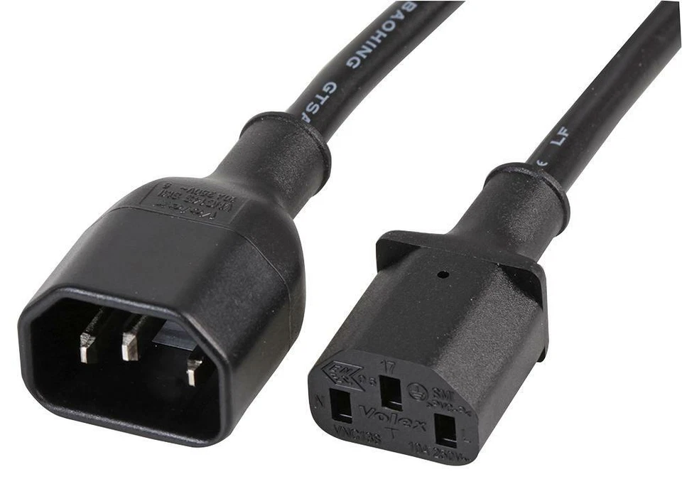POWER CORD C13 TO C14 CONNECTOR 2M CABLE ASSEMBLIES 152610/1 PACK 1 - Image 1 of 1