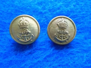 PAIR 1902-52 ROYAL NAVY OFFICERS 29MM GILT GREATCOAT BUTTONS, FIRMIN & SONS LD - Picture 1 of 3