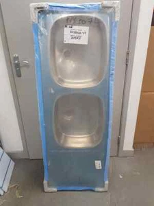 PLAND Stainless Steel Sit on Sink Double Bowl/Left Hand Drainer (1350 x 500mm) - Picture 1 of 3