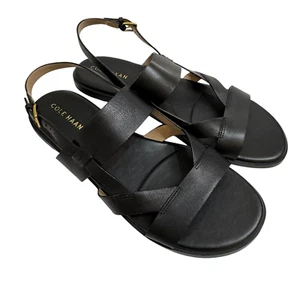 Cole Haan Fawn Damen-Sandalen Größe 9 schwarz Leder Fersenriemen flache Riemchenschuhe - Bild 1 von 6