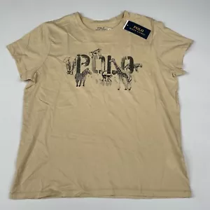 Polo Ralph Lauren Women's LARGE Tan Safari Animals Short Sleeve T-Shirt - Picture 1 of 8