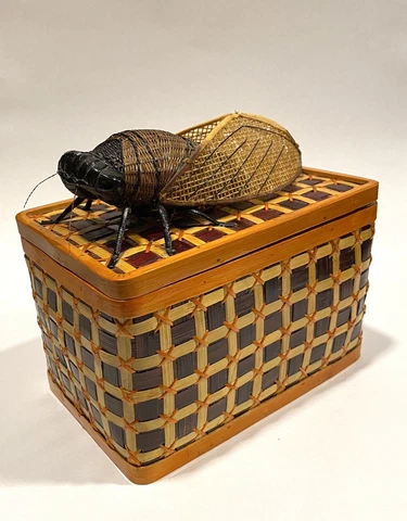 Cicada Insect Box Weaved Lidded Box Cover