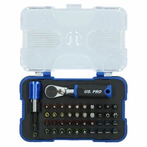 Sechskant/Torx/Stopfer/Kreuzschlitz flach Pozi 43-teiliges Bit-Set 1/4 Zoll Antrieb von US Pro - Bild 1 von 1