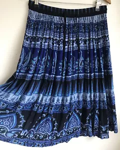 Gonna midi blu paisley garza taglia unica pull on boho indiano - Foto 1 di 5