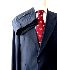 Hart Schaffner Marx HSM Vintage Suit Men's 40S Short - 35 x 26 Dark Gray Striped - Picture 1 of 14