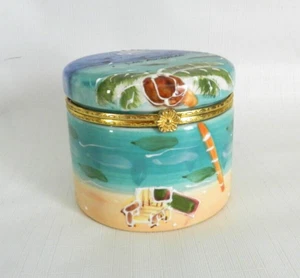 Trinket Box Los Angeles Souvenir Beach Large Porcelain NM - Picture 1 of 6