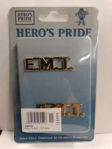 EMT Collar Pin Device Tac Set of 2 GOLD Plated Medical Cut Out Letters Medical - Picture 1 of 2