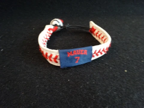 MLB Mauer 7 Minnesota Twins White w/Red Stitching Team Baseball Seam Bracelet Cover