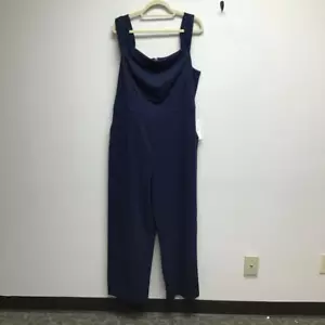 Teeze Me Womens Jumpsuit Blue V Neck Sleeveless Long Straight Leg Plus 22 New - Picture 1 of 7