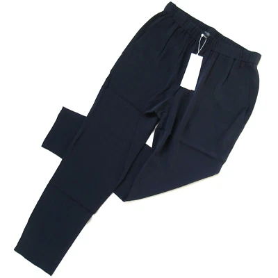 NWT Eileen Fisher Slouchy Ankle in Midnight Silk Georgette Pull-on Crop Pants PP - Image 1 of 4
