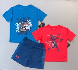 Boy's Youth Under Armour 3 Piece UA Size 4 Shirt and Shorts Set NEW - Picture 1 of 2