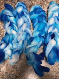 4 braids of 1 oz each solar dyed wool top for spinning or felting - Picture 1 of 1