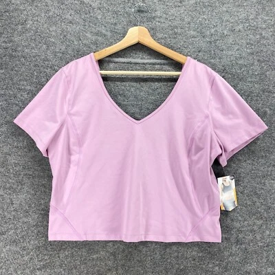 Nueva Camiseta Avia Recortada Mujer 2XL Rosa Cuello en V Manga Corta Pullover Informal Foto 1 de 4