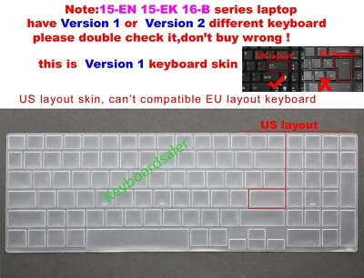 Keyboard Skin Cover for HP Omen 15.6"16.1"inch 15-EK** 15-EN** 16-B** Version 1 - Image 1 of 4