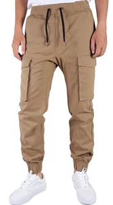 ITALYMORN Men's Cargo Jogger Pants with Big and Deep Pockets Dark Khaki - Picture 1 of 8