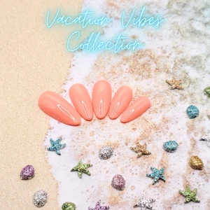 #406 Peach Orange Press On Nails | Handmade | Hard Gel Glue On Nails - Picture 1 of 9