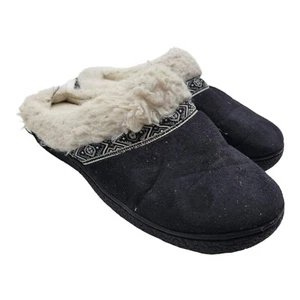 Isotoner Shoes Women's Size 6.5-7 Black Slippers Sleepwear Slip On Nightcap  - Picture 1 of 8
