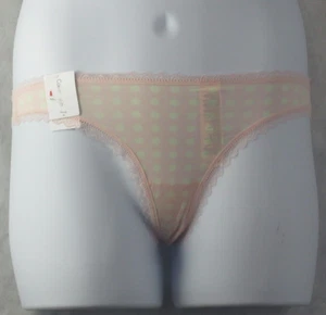 Calvin Klein Women's Lace-Trim Thong Panty Underwear, Pink Polka Dots, XS - Picture 1 of 3