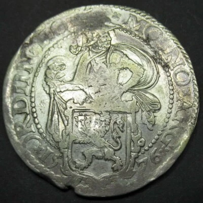 First Silver Dollar 1576 Dutch Colonial Holland mint 450 years old Early date RR - Image 1 of 3