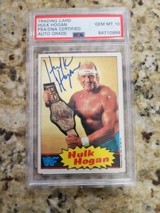 1985 Topps WWF Hulk Hogan #1 Autographed Card PSA 10 - Picture 1 of 3