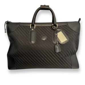 Vintage Gucci Black Leather Travel Bag with GG Monogram Lining | Made in Italy - Picture 1 of 13