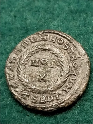 Ancient Roman Coin, Constantine II, 317-337 AD, Vows, Wreath, VOT X, 19mm, 2.7gr - Image 1 of 2
