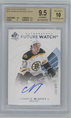 2017-18 SP Authentic Charlie McAvoy Future Watch Auto /999 116 BGS 9.5 10 Rookie - Image 1 of 2