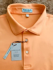 Peter Millar Crown Sport Summer Comfort Golf Polo Mens Size Large Orange NWT - Picture 1 of 6