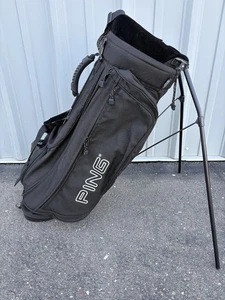 BLACK PING Golf Stand Bag - Single Strap, 4-Way Divider, Rain Hood - NICE, LQQK! - Picture 1 of 16