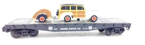Lionel Trains 6-17549 Route 66 Flatcar w/ Station Wagon And Trailer 9823-6 C-8 - Picture 1 of 12