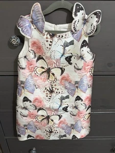 CHARABIA 6 Y Butterflies sleeveless w/ Apliques Lined Cotton Blend EUC - Picture 1 of 4
